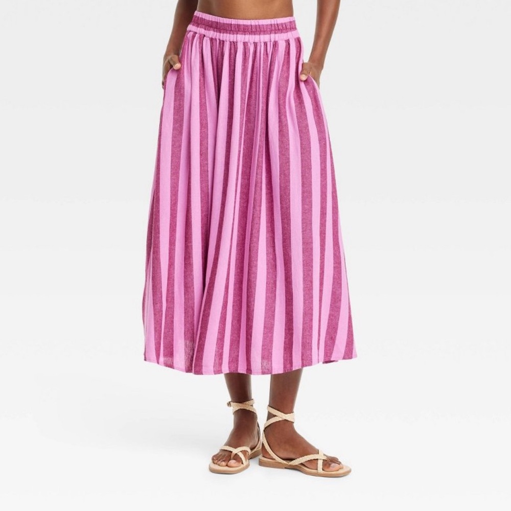 Beach Bungalow Linen Midi Picnic Skirt from A New Day sz XS
